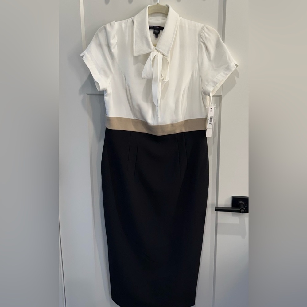 NWT Maggie London Crepe Neck Tie Dress Size 10